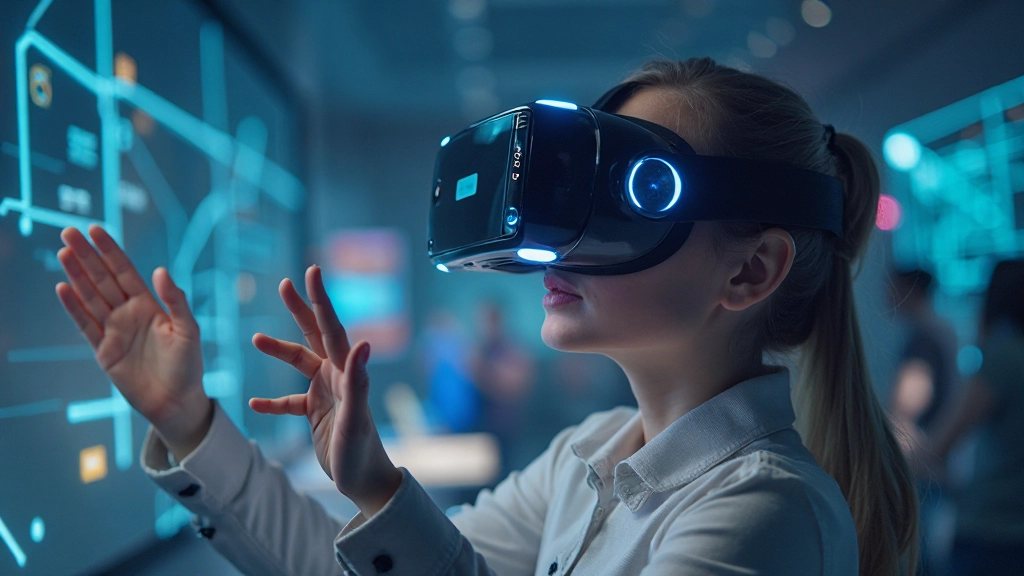 Virtual Reality immersive Erlebnis mit VR-Headset in virtueller Umgebung