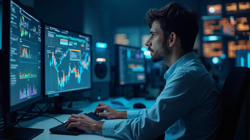 Modernes Kontrollzentrum mit mehreren Monitoren zeigt Live-Streaming-Metriken und Zuschauerzahlen